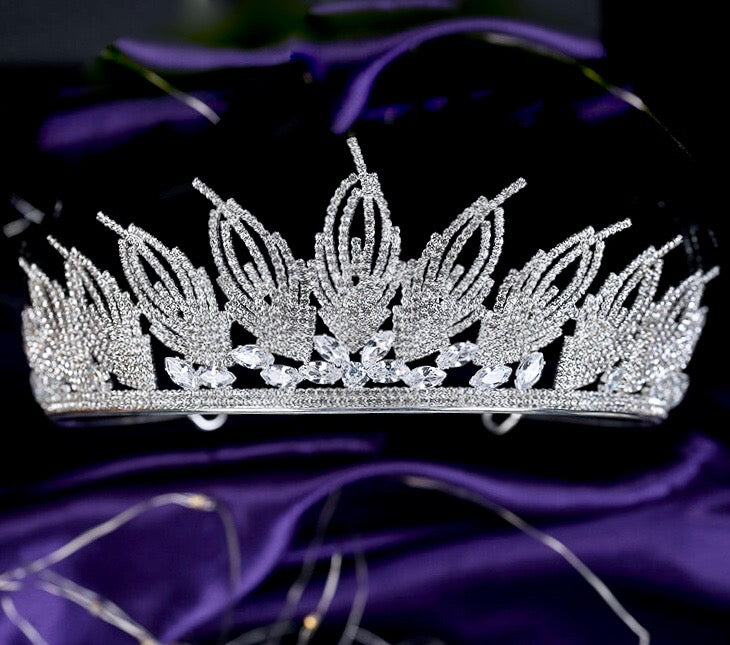 Wedding Hair Accessories - Cubic Zirconia Bridal Tiara - Available in Silver and Gold