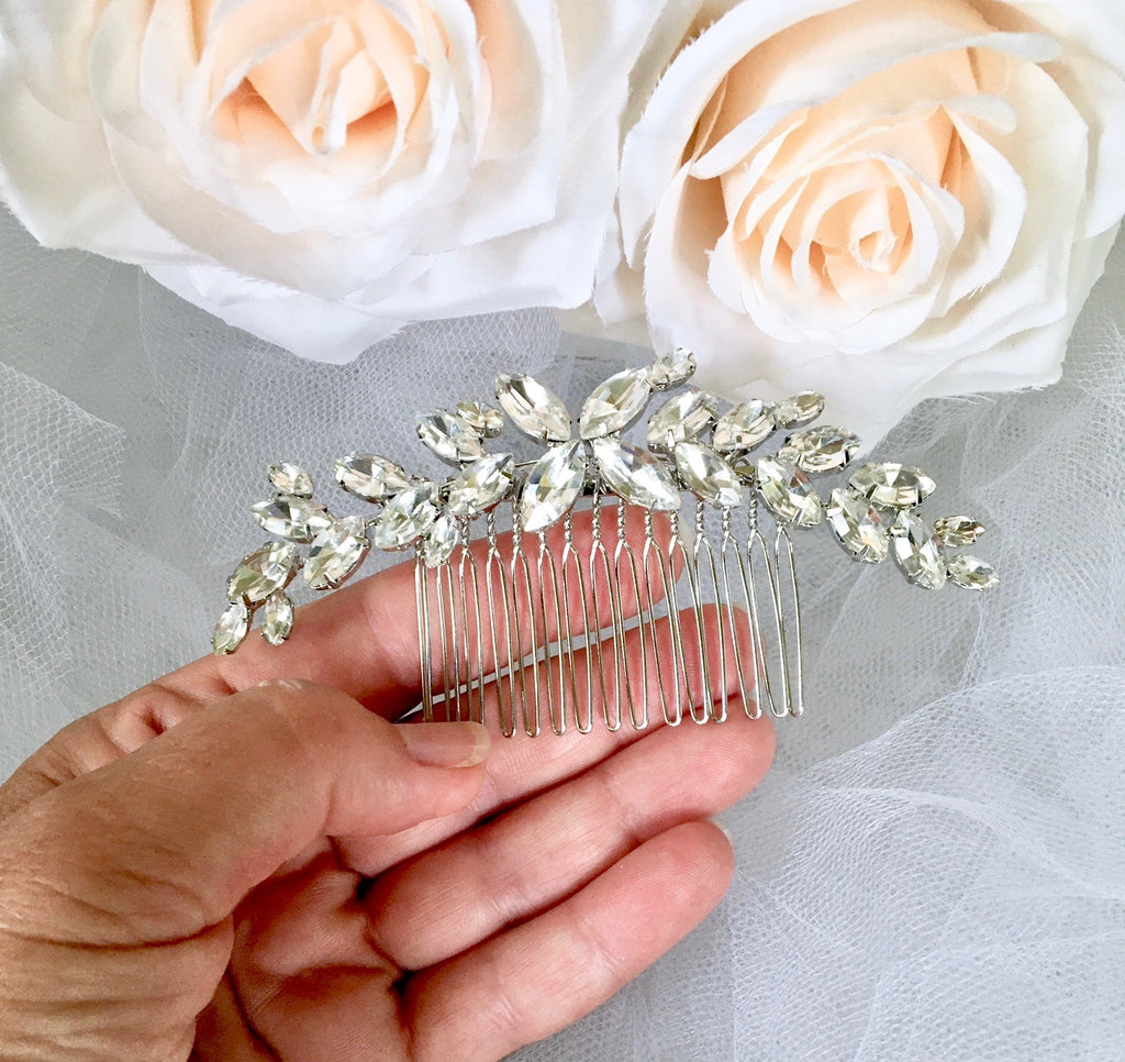 Wedding Hair Accessories - Silver Austrian Crystal Bridal Hair Comb