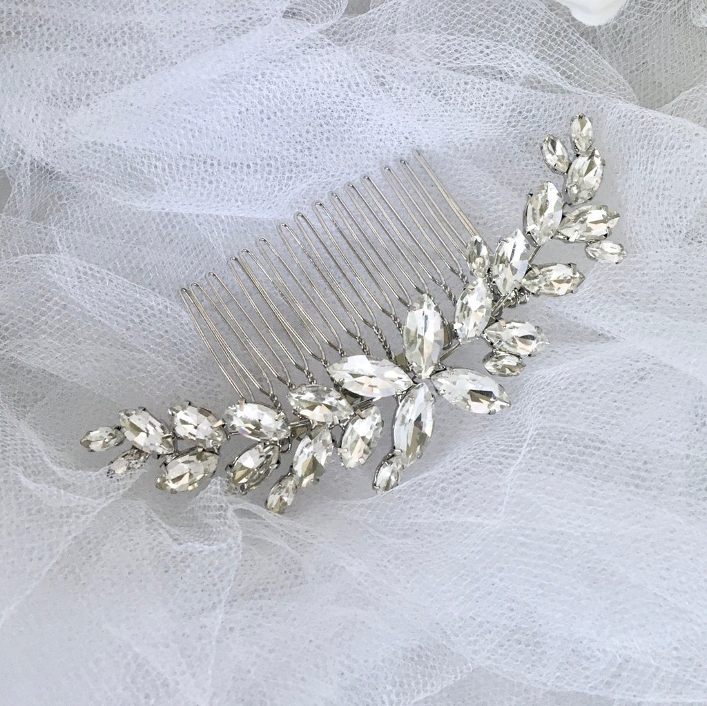 Wedding Hair Accessories - Silver Austrian Crystal Bridal Hair Comb