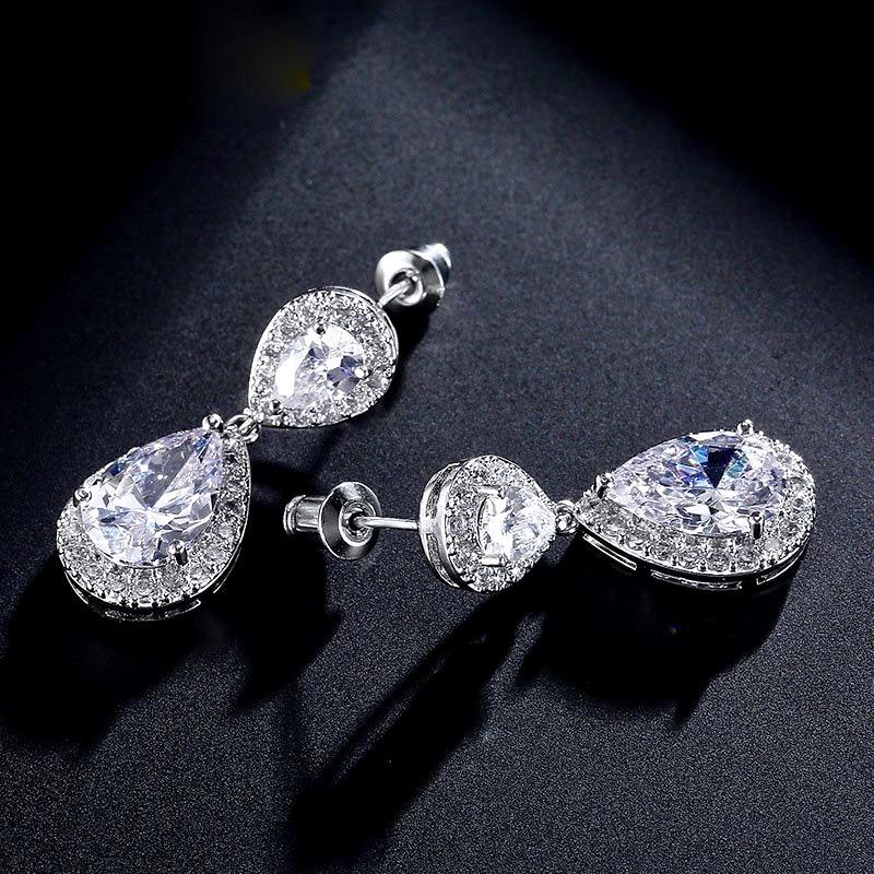 Wedding Jewelry - Cubic Zirconia Bridal Earrings - Available in Silver, Rose Gold and Yellow Gold