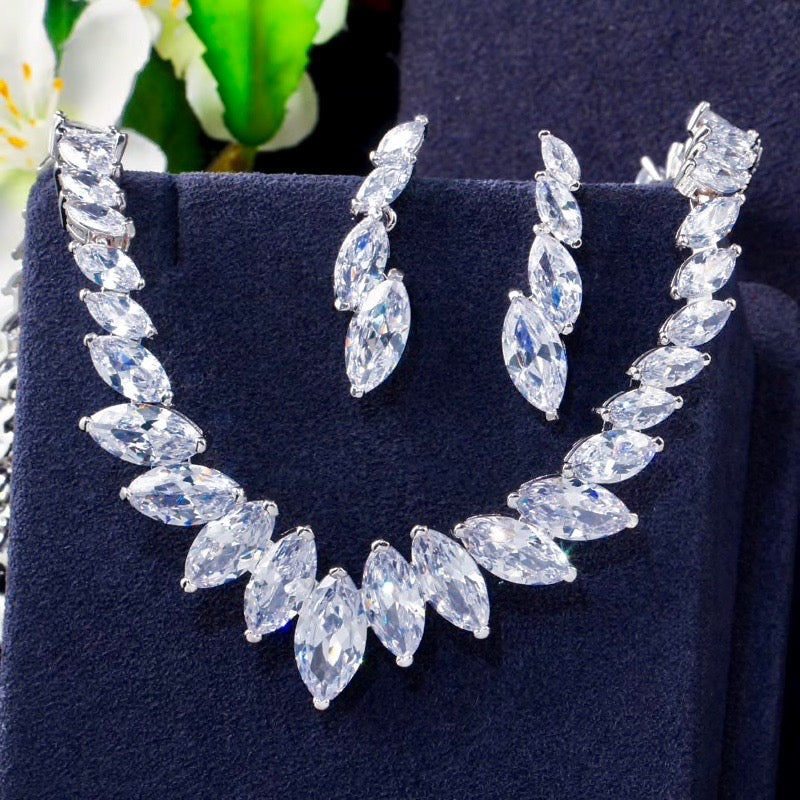 Wedding Jewelry - Silver Cubic Zirconia Bridal Jewelry Set