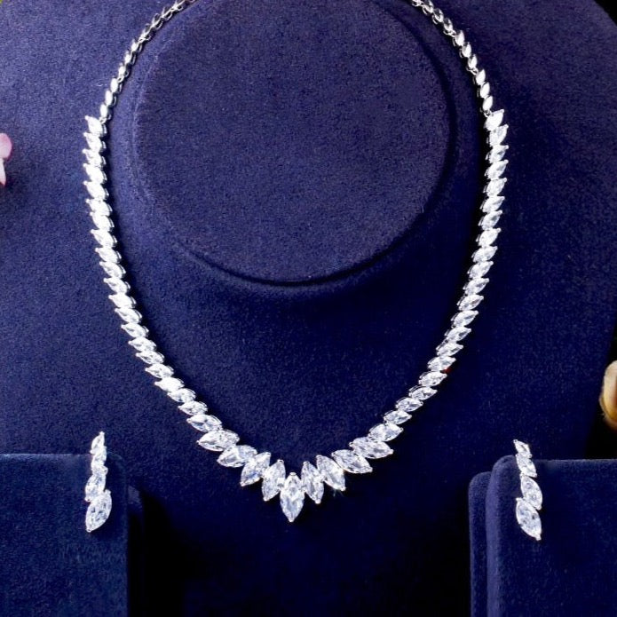 Wedding Jewelry - Silver Cubic Zirconia Bridal Jewelry Set