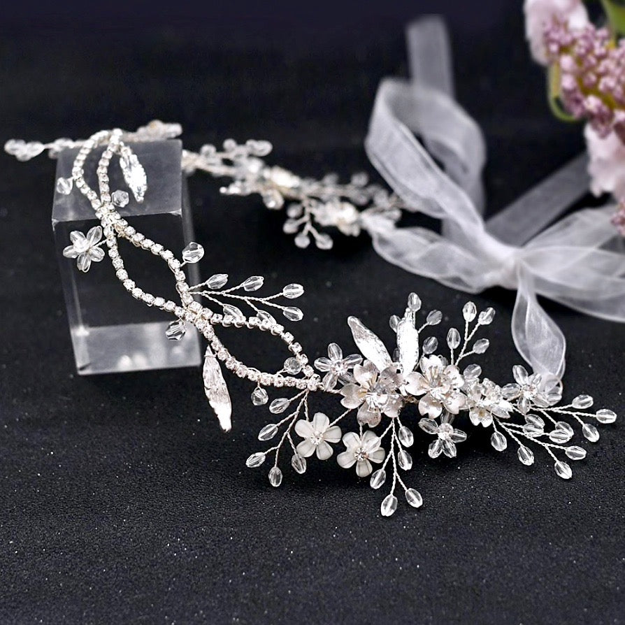 Wedding Hair Accessories - Silver Bridal Headband / Hair Vine