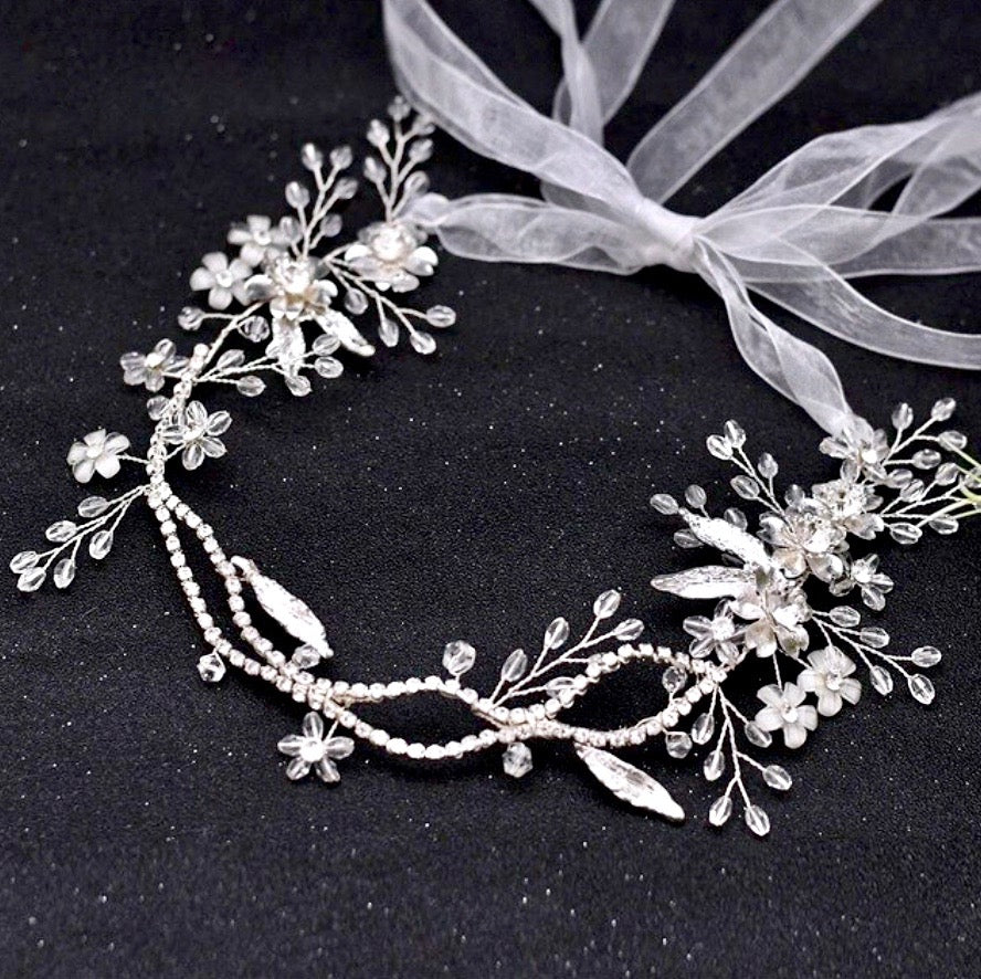 Wedding Hair Accessories - Silver Bridal Headband / Hair Vine