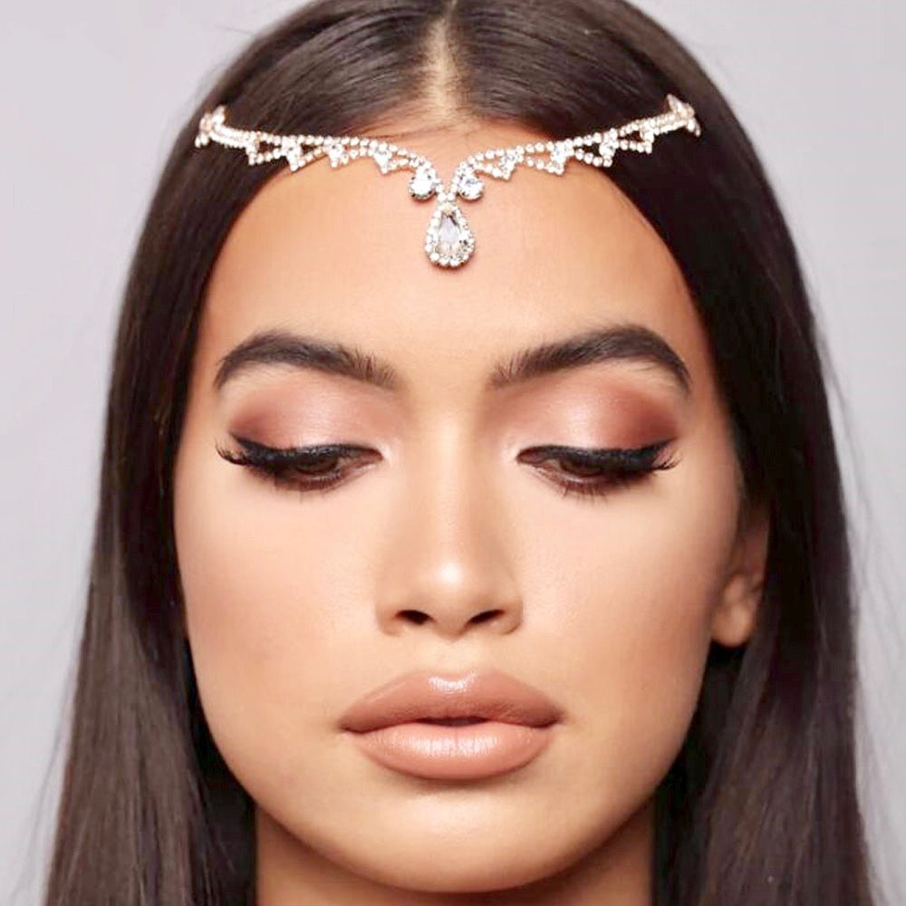 Wedding Hair Accessories - Crystal Bridal Forehead Accessory - Available in Silver and Gold
