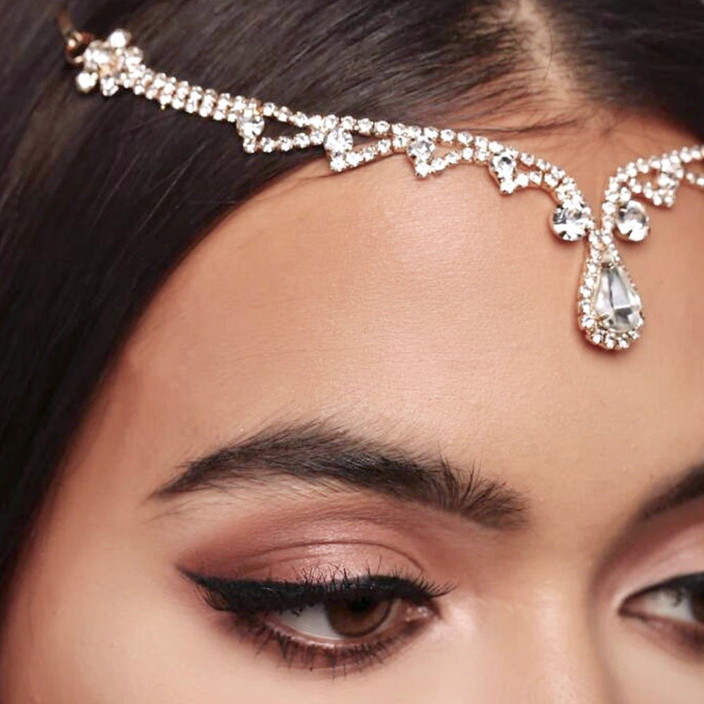 Wedding Hair Accessories - Crystal Bridal Forehead Accessory - Available in Silver and Gold