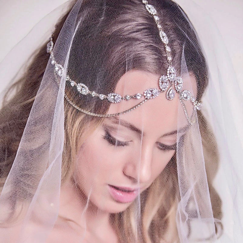 Wedding Hair Accessories - Crystal Bridal Forehead Accessory - Available in Silver and Gold