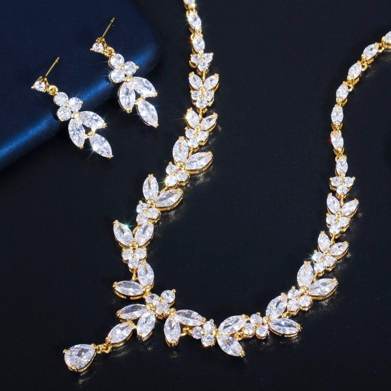 Wedding Jewelry - Cubic Zirconia Bridal Jewelry Set - Available in Silver, Yellow Gold and Rose Gold