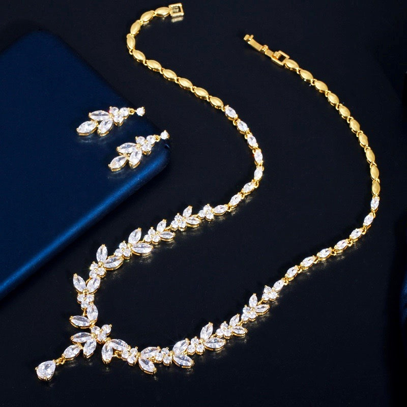 Wedding Jewelry - Cubic Zirconia Bridal Jewelry Set - Available in Silver, Yellow Gold and Rose Gold