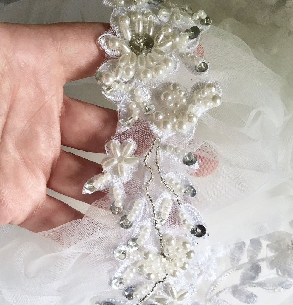 Wedding Veils - Bridal Pearl Cape Veil - Cathedral Length