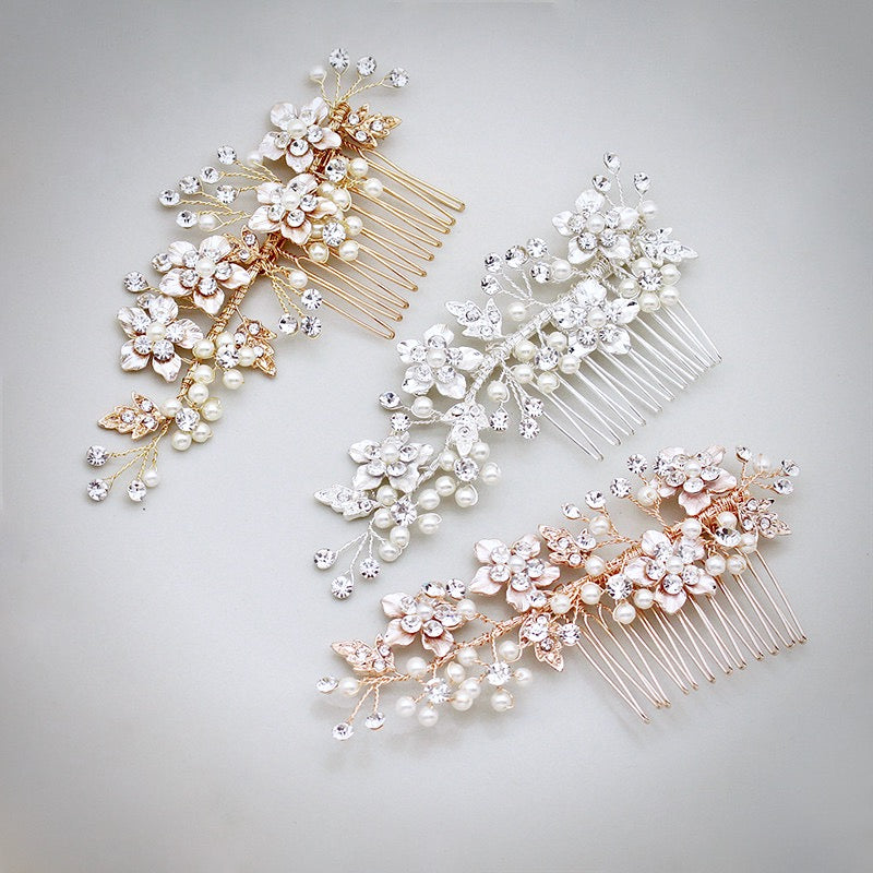 Wedding Hair Accessories - Pearl Bridal Hair Comb - Available in Silver, Yellow Gold and Rose Gold