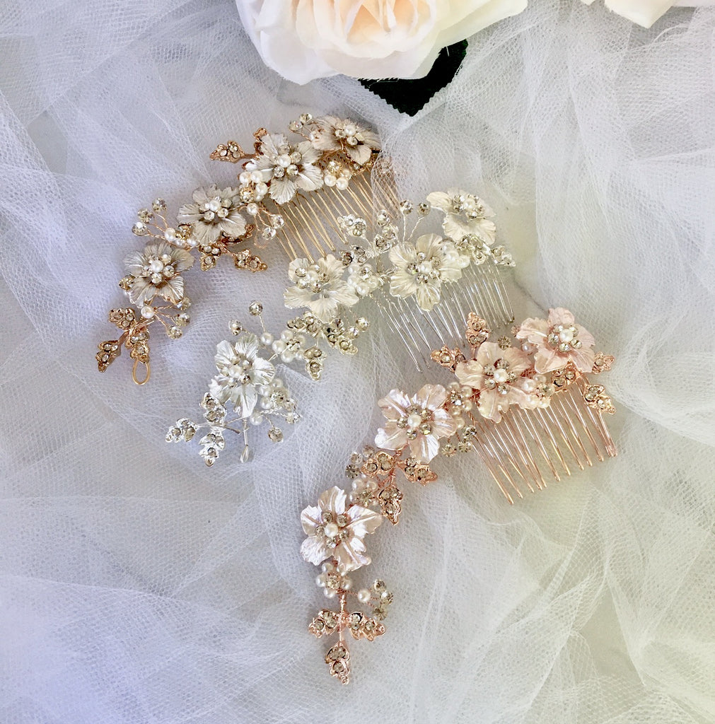 Wedding Hair Accessories - Pearl Bridal Hair Comb - Available in Silver, Yellow Gold and Rose Gold