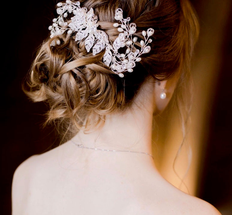 Wedding Hair Accessories - Pearl and Crystal Bridal Hair Comb - Available in Rose Gold, Silver and Yellow Gold