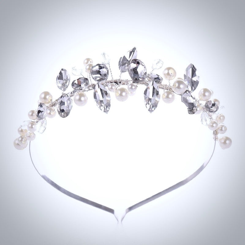 Wedding Hair Accessories - Silver Pearl and Crystal Bridal Headband