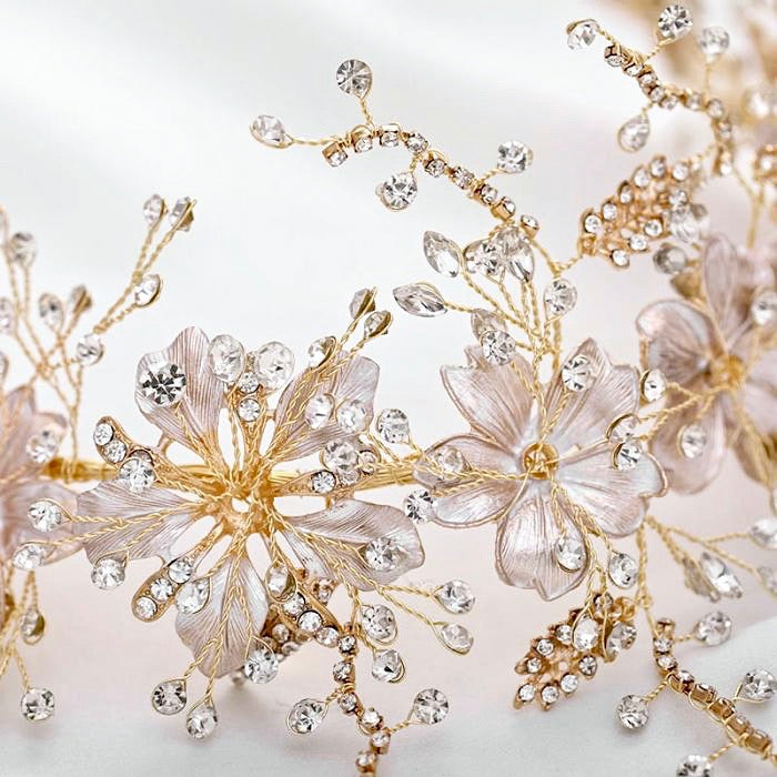 Wedding Hair Accessories - Pearl and Crystal Bridal Headband - Available in Gold and S