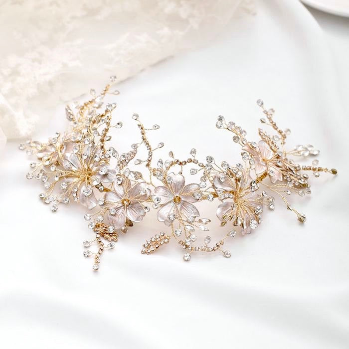 Wedding Hair Accessories - Pearl and Crystal Bridal Headband - Available in Gold and S