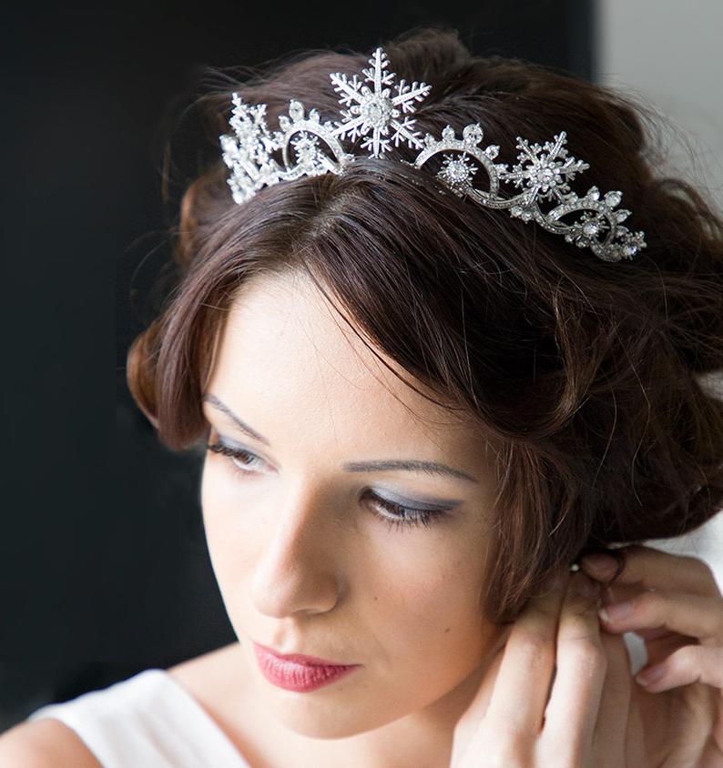 Wedding Hair Accessories - Winter Snowflake Bridal Tiara