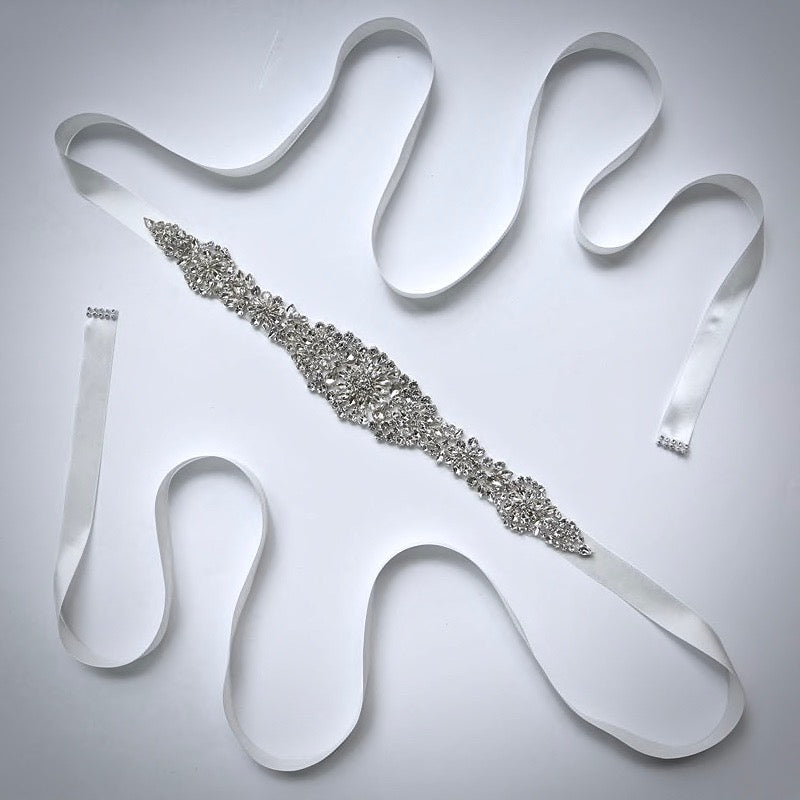 Wedding Accessories - Silver Crystal Bridal Belt/Sash