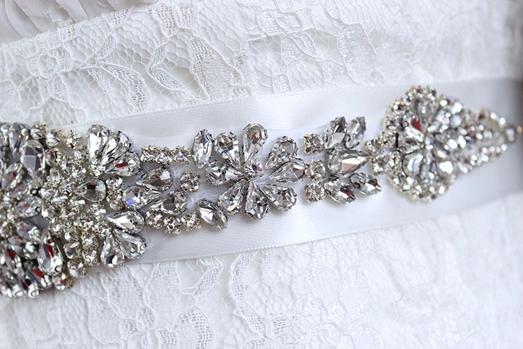 Wedding Accessories - Silver Crystal Bridal Belt/Sash