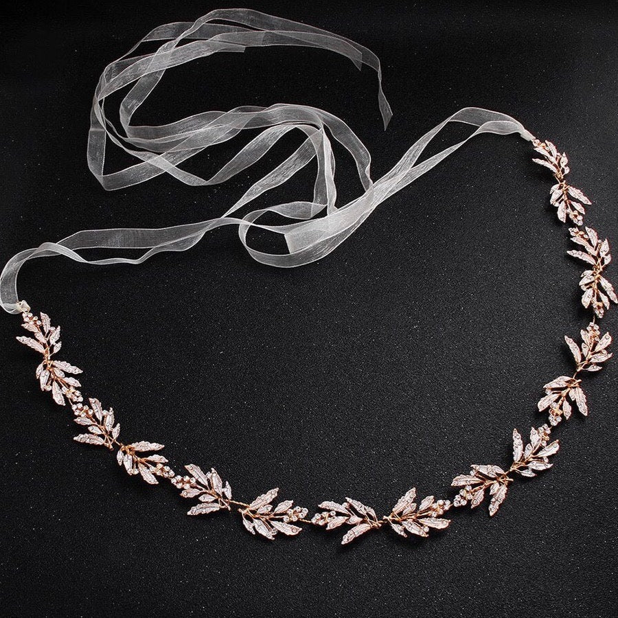 Wedding Accessories - Wedding Rose Gold Crystal Belt/Sash