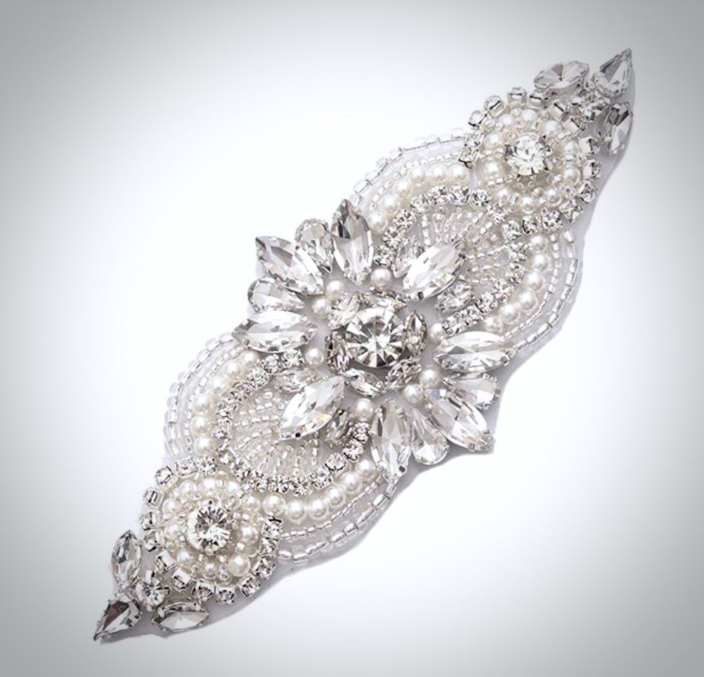 Wedding Accessories - Pearl and Crystal Bridal Belt/Sash - Available in Silver and Rose Gold