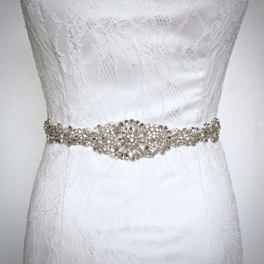 Wedding Accessories - Silver Crystal Bridal Belt/Sash