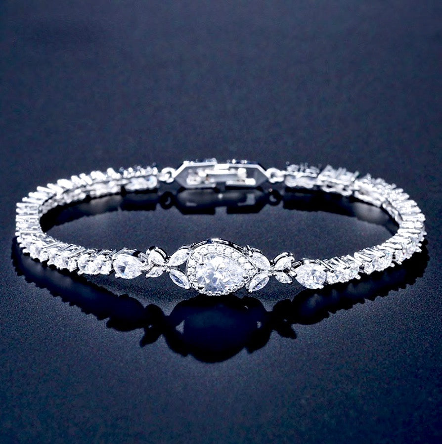 Bridal Tennis Bracelets | Dainty Crystal Silver Bracelet – AMYO Bridal
