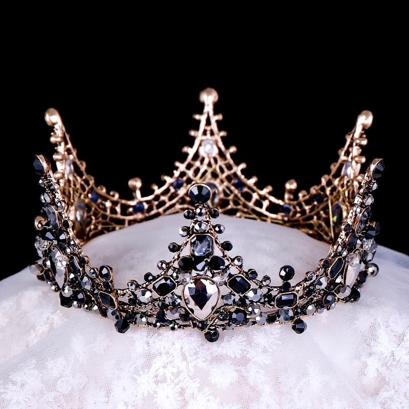 Wedding Hair Accessories - Victorian Gothic Black Bridal Crown Tiara