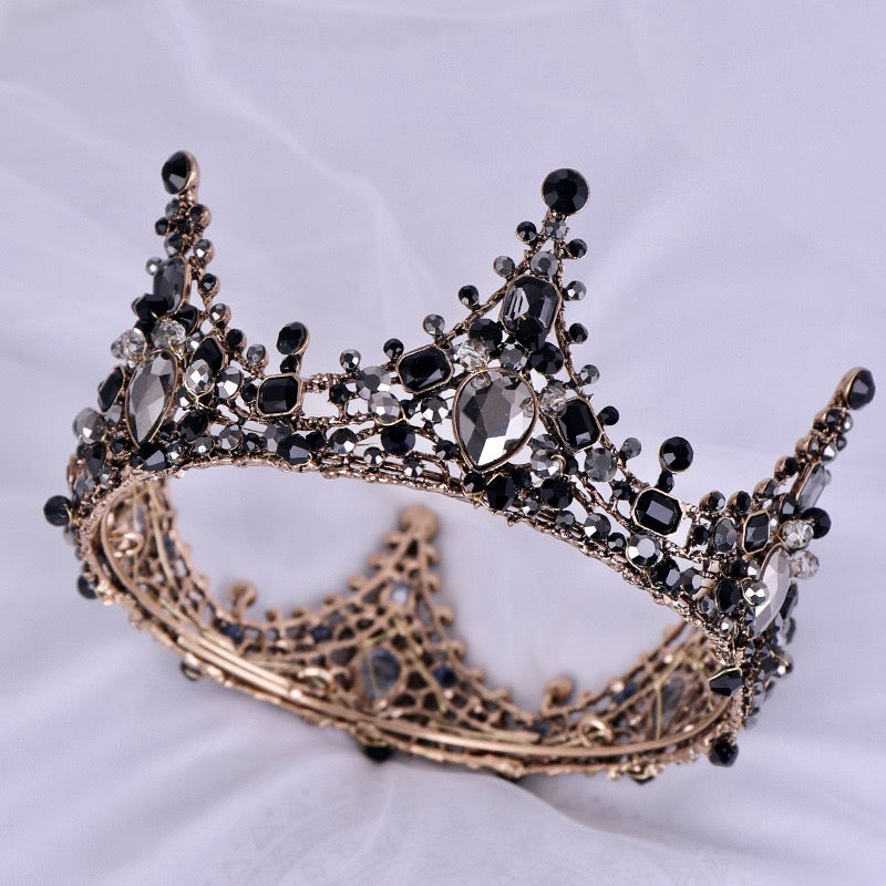 Wedding Hair Accessories - Victorian Gothic Black Bridal Crown Tiara