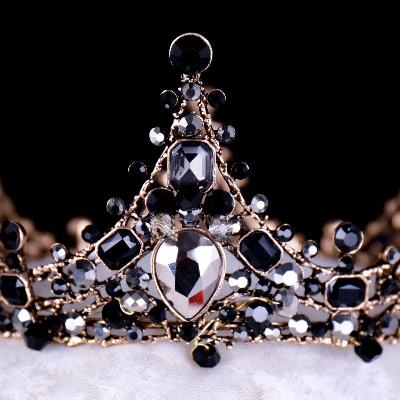 Wedding Hair Accessories - Victorian Gothic Black Bridal Crown Tiara