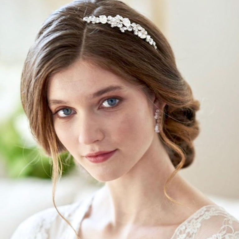 Wedding Hair Accessories - Crystal Bridal Side Headband - Available in Rose Gold and Silver