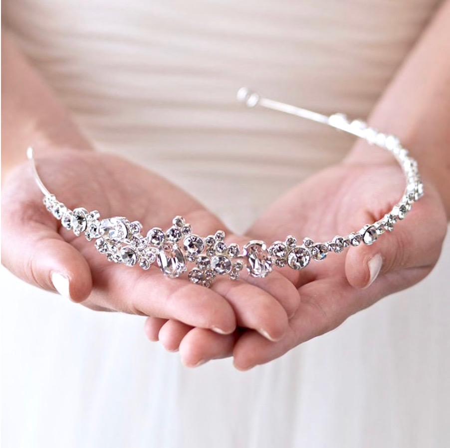 Wedding Hair Accessories - Crystal Bridal Side Headband - Available in Rose Gold and Silver