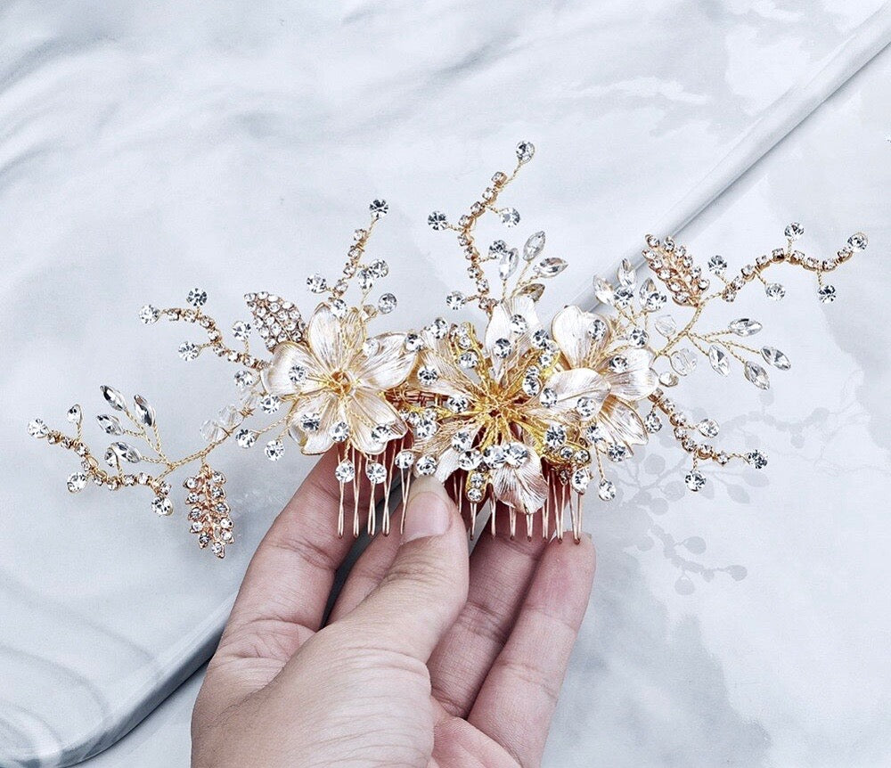 Wedding Hair Accessories - Crystal Bridal Hair Comb - Available in Gold and Silver