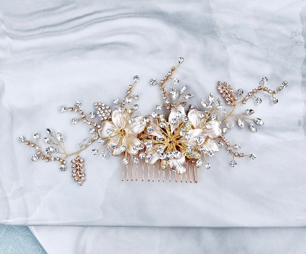 Wedding Hair Accessories - Crystal Bridal Hair Comb - Available in Gold and Silver