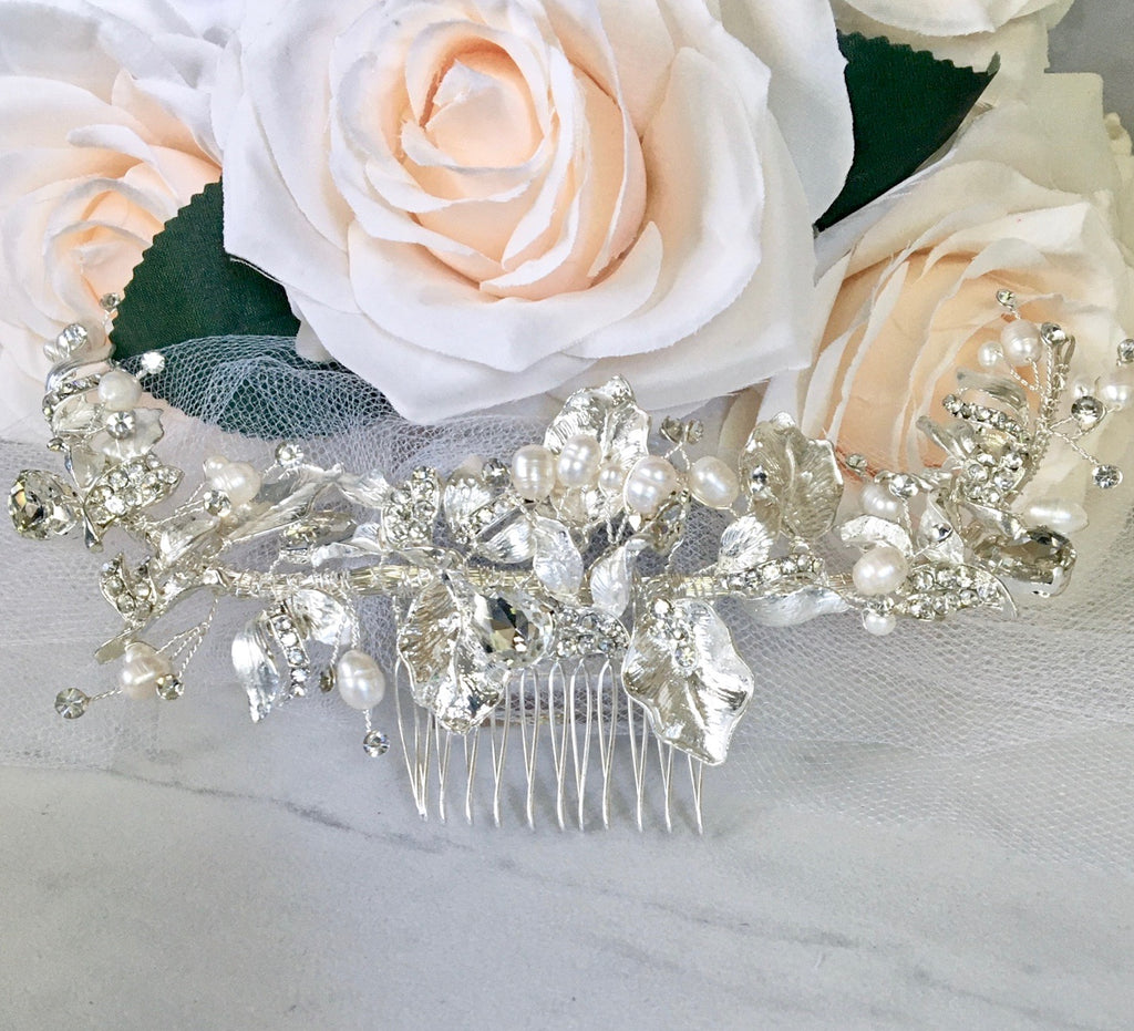 Wedding Hair Accessories - Freshwater Pearl and Crystal Bridal Hair Comb