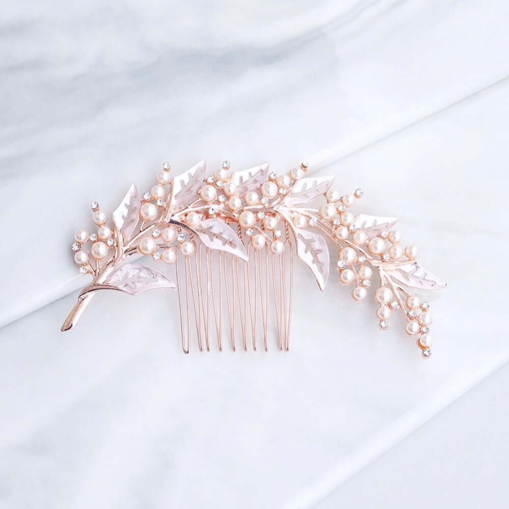 Wedding Hair Accessories - Pearl Bridal Hair Comb - Available in Silver, Yellow Gold and Rose Gold