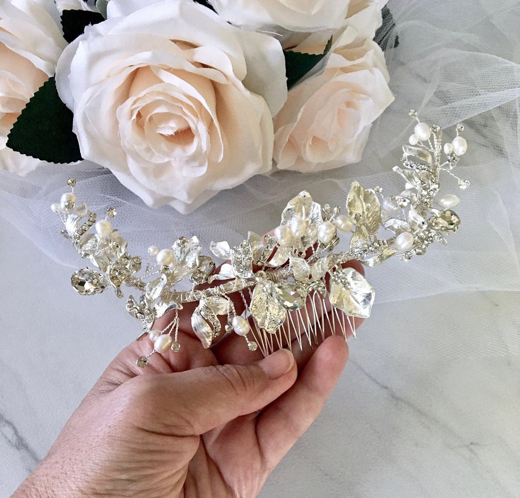 Wedding Hair Accessories - Freshwater Pearl and Crystal Bridal Hair Comb
