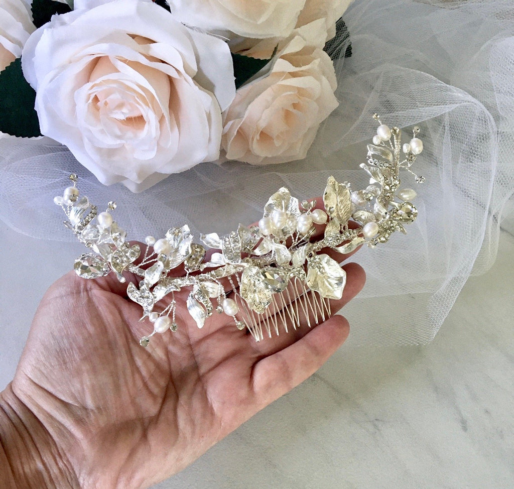Wedding Hair Accessories - Freshwater Pearl and Crystal Bridal Hair Comb