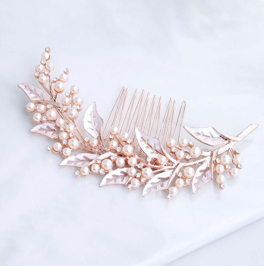 Wedding Hair Accessories - Pearl Bridal Hair Comb - Available in Silver, Yellow Gold and Rose Gold