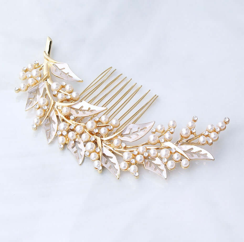 Wedding Hair Accessories - Pearl Bridal Hair Comb - Available in Silver, Yellow Gold and Rose Gold