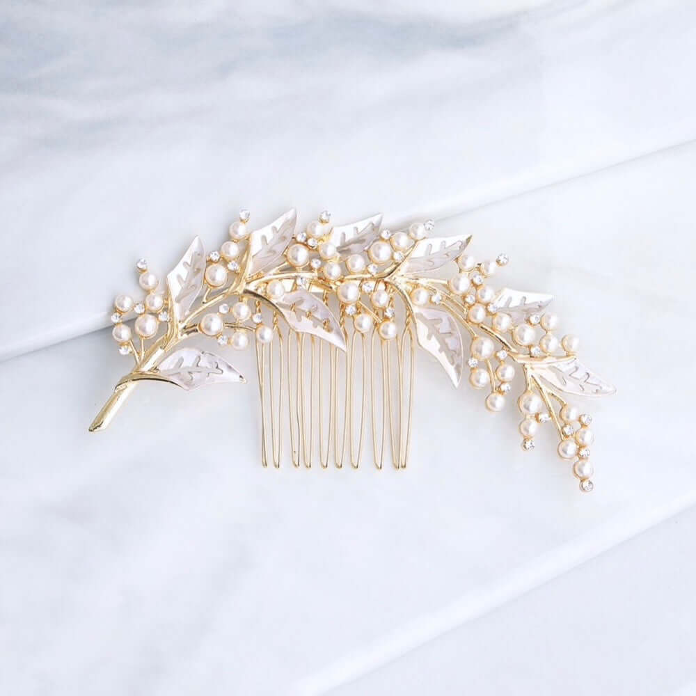 Wedding Hair Accessories - Pearl Bridal Hair Comb - Available in Silver, Yellow Gold and Rose Gold