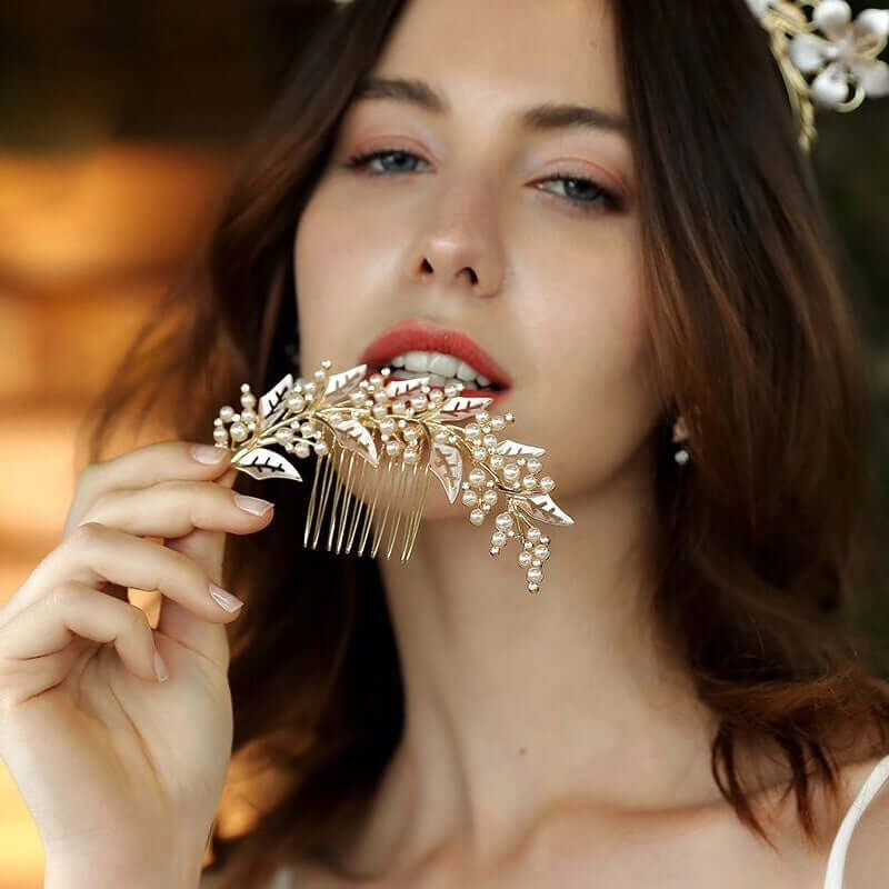 Wedding Hair Accessories - Pearl Bridal Hair Comb - Available in Silver, Yellow Gold and Rose Gold