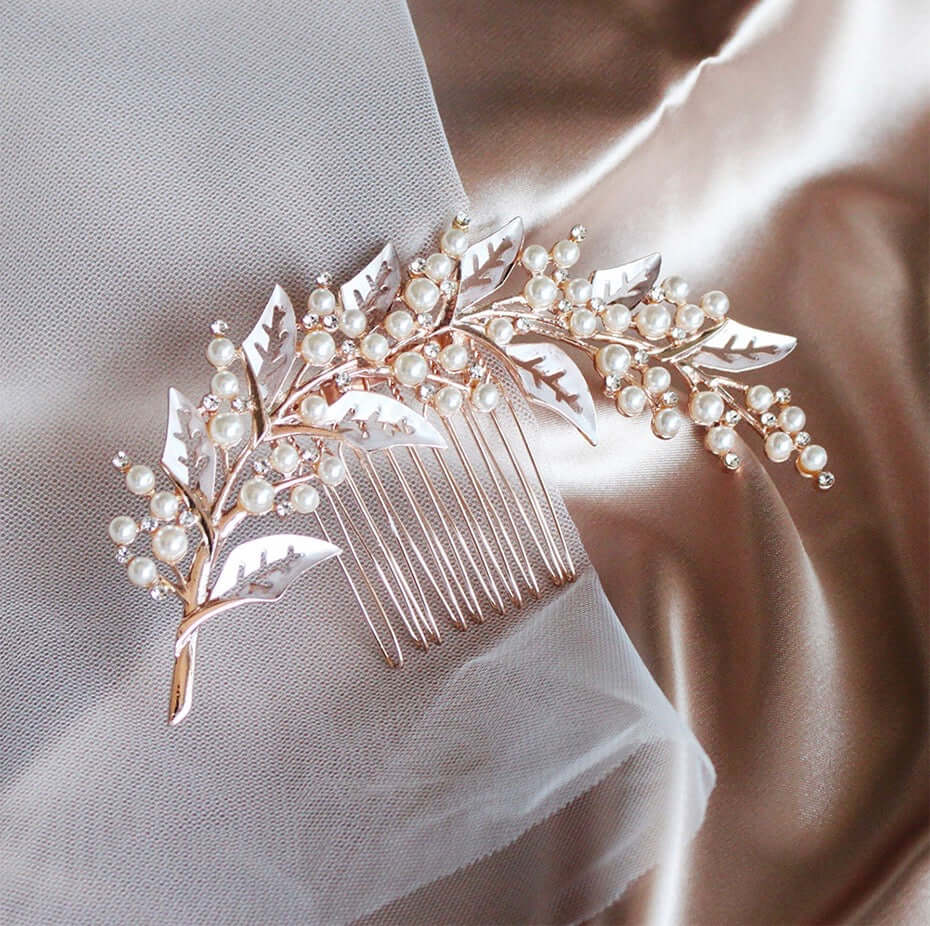 Wedding Hair Accessories - Pearl Bridal Hair Comb - Available in Silver, Yellow Gold and Rose Gold