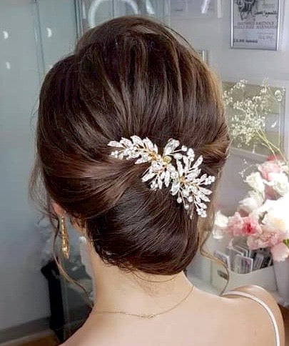 Wedding Hair Accessories - Gold Pearl and Crystal Bridal Hair Comb