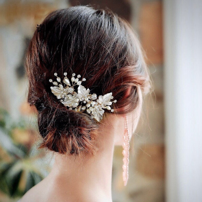 Wedding Hair Accessories - Pearl Bridal Hair Comb - Available in Silver, Yellow Gold and Rose Gold