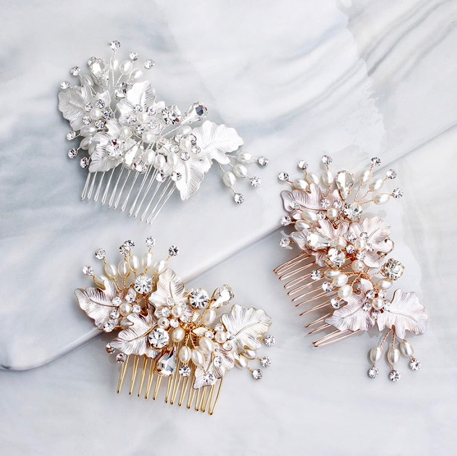 Wedding Hair Accessories - Pearl Bridal Hair Comb - Available in Silver, Yellow Gold and Rose Gold