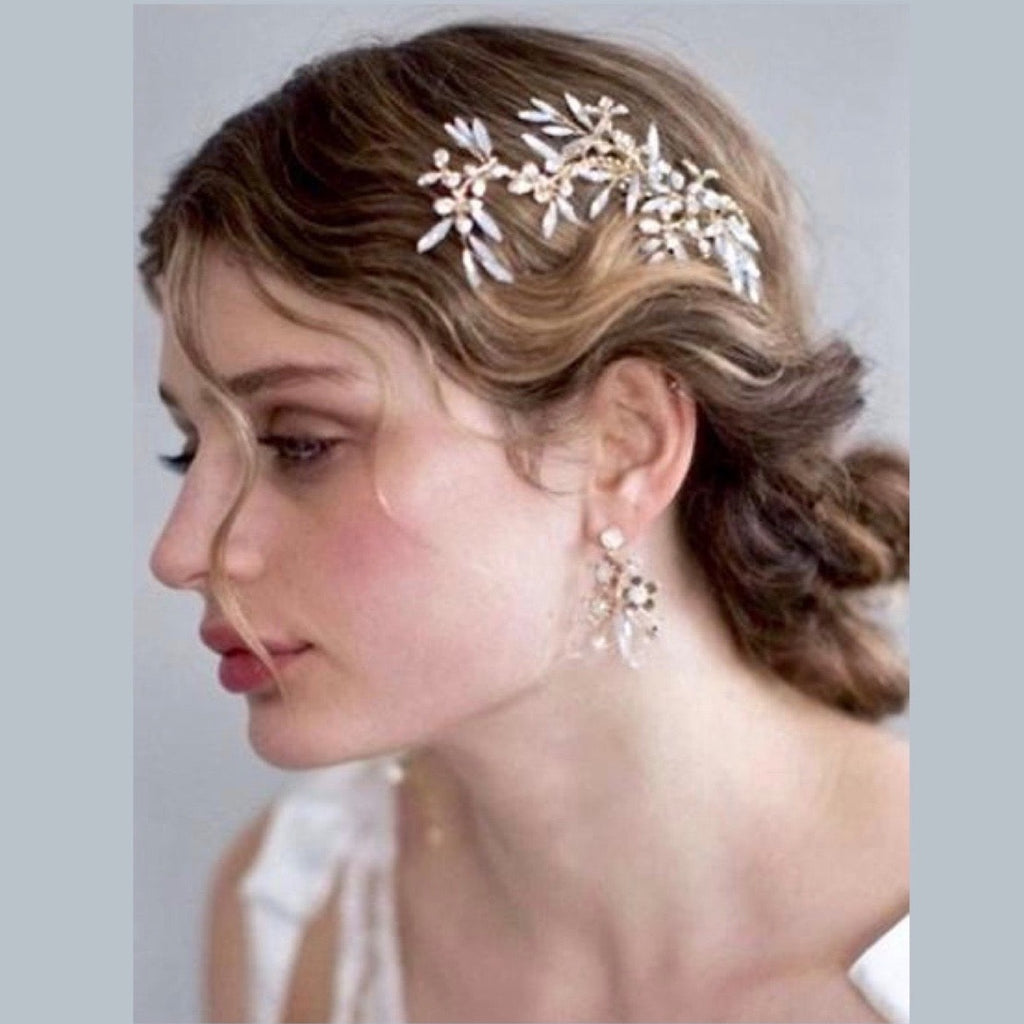 Wedding Hair Accessories -  Opal Bridal Hair Vine - Available in Silver and Gold