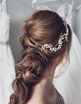 Wedding Hair Accessories - Silver Pearl and Crystal Bridal Headband/Vine