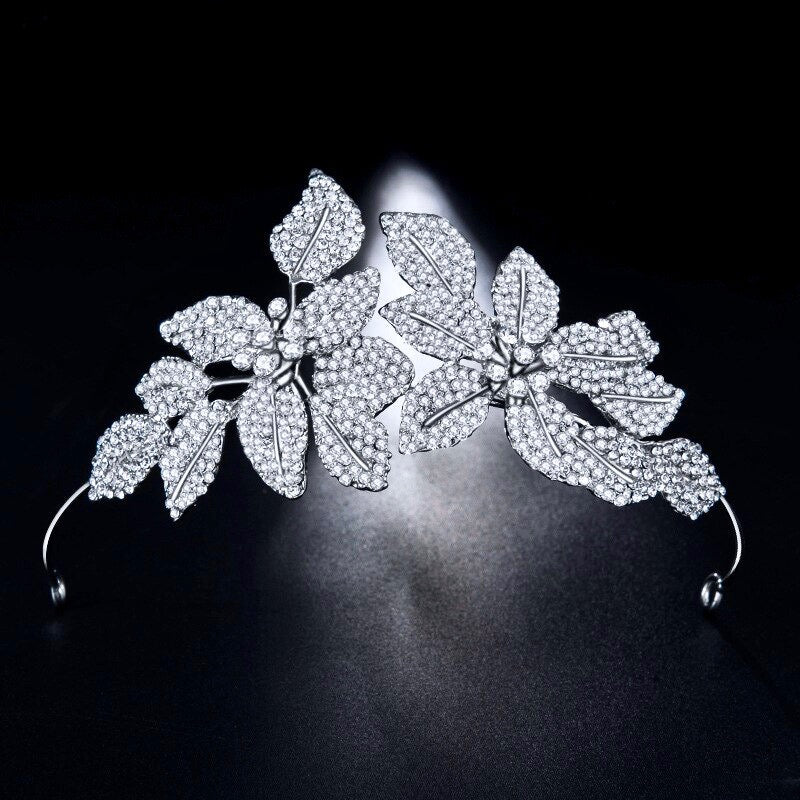 Wedding Hair Accessories - Silver Crystal Bridal Side-Headband/Tiara