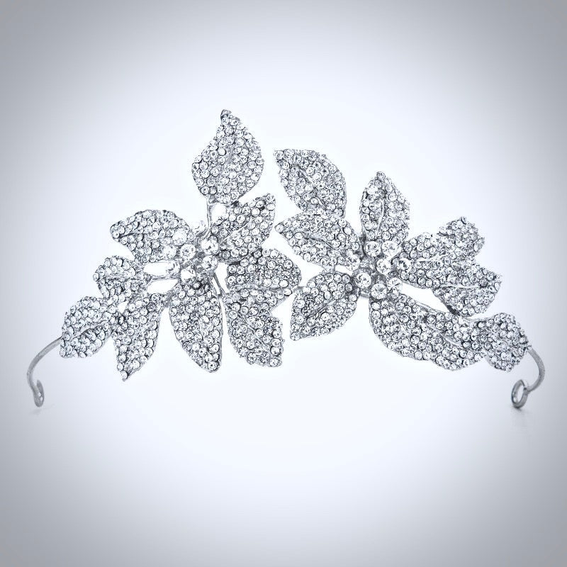 Wedding Hair Accessories - Silver Crystal Bridal Side-Headband/Tiara